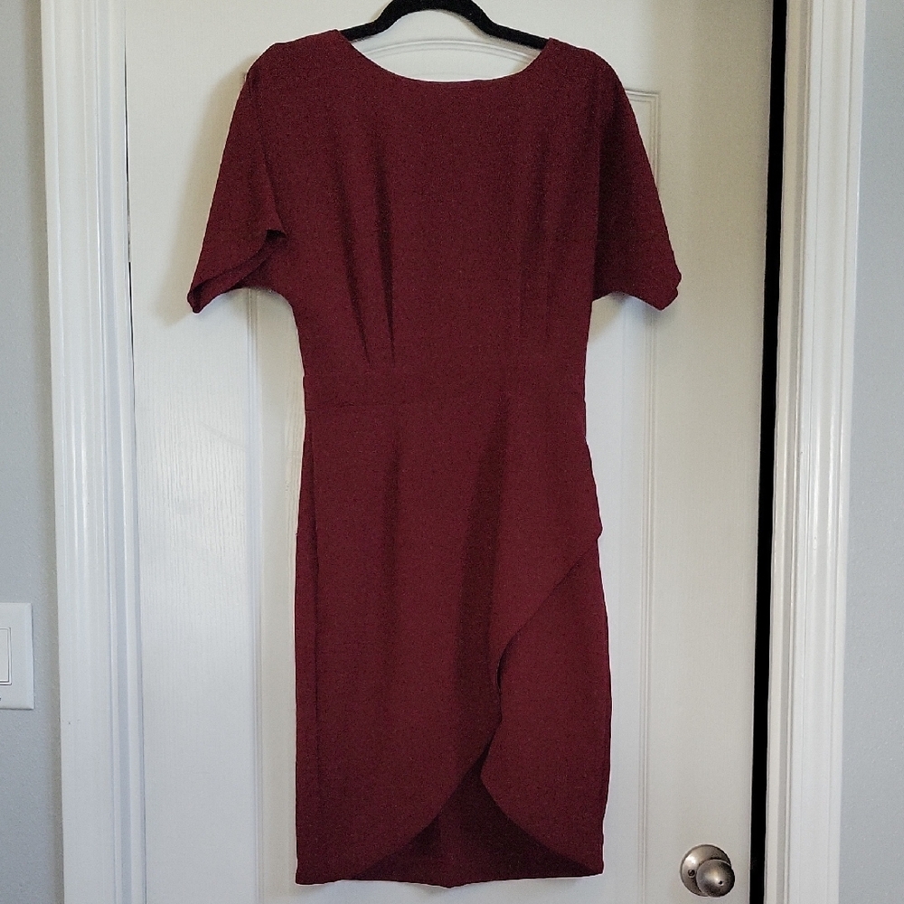 Bobeau Asymmetrical Burgundy Dress